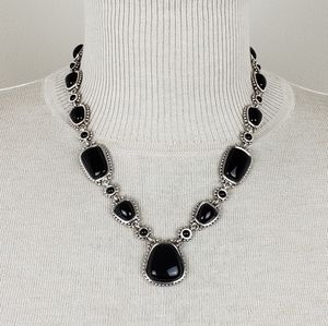 Gorgeous Jet Black Cabochon Necklace